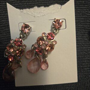 Vintage pink crystal drop earrings